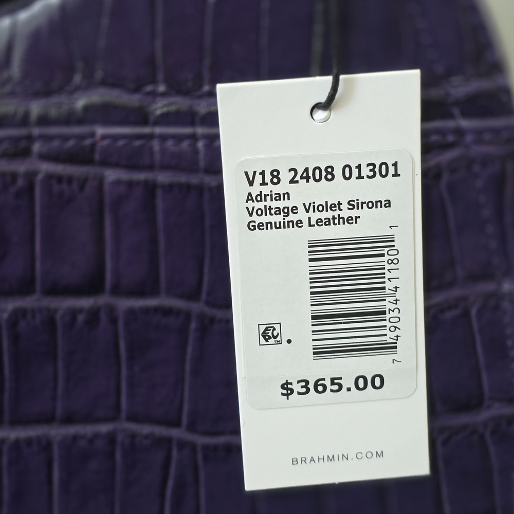 Brahmin Adrian Satchel Purple Croc Embossed Leather Voltage Violet NWT - Picture 6 of 16